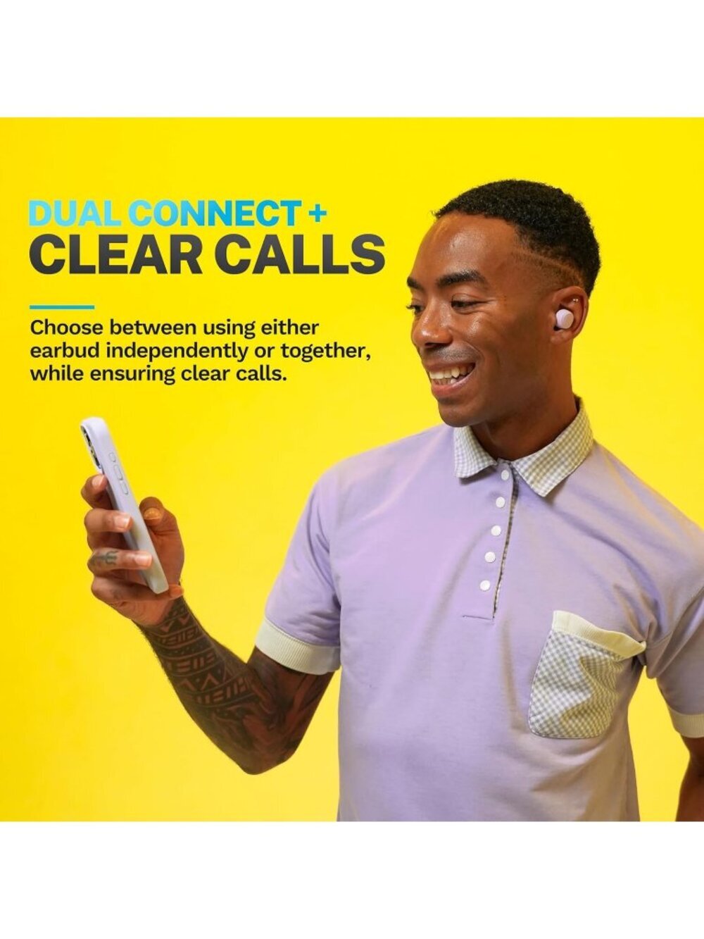 Wireless Lilac Go Air Pop+ Microphone Dual Connect EQ3 Sound Bluetooth Earbuds - Picture 6 of 6